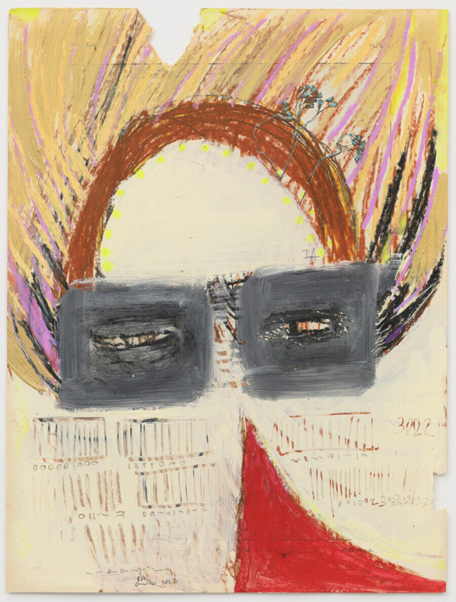 Chaine Humaine 2022, 36,5 x 27,5 cm, wax pastel and coloured pencil on paper DPG2022.05