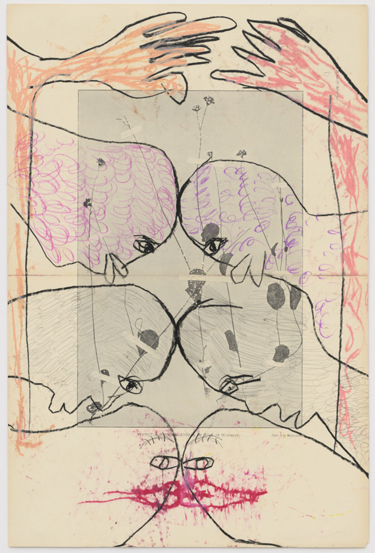 Chaine Humaine 2022, 36,5 x 27,5 cm, wax pastel and coloured pencil on paper DPG2022.10